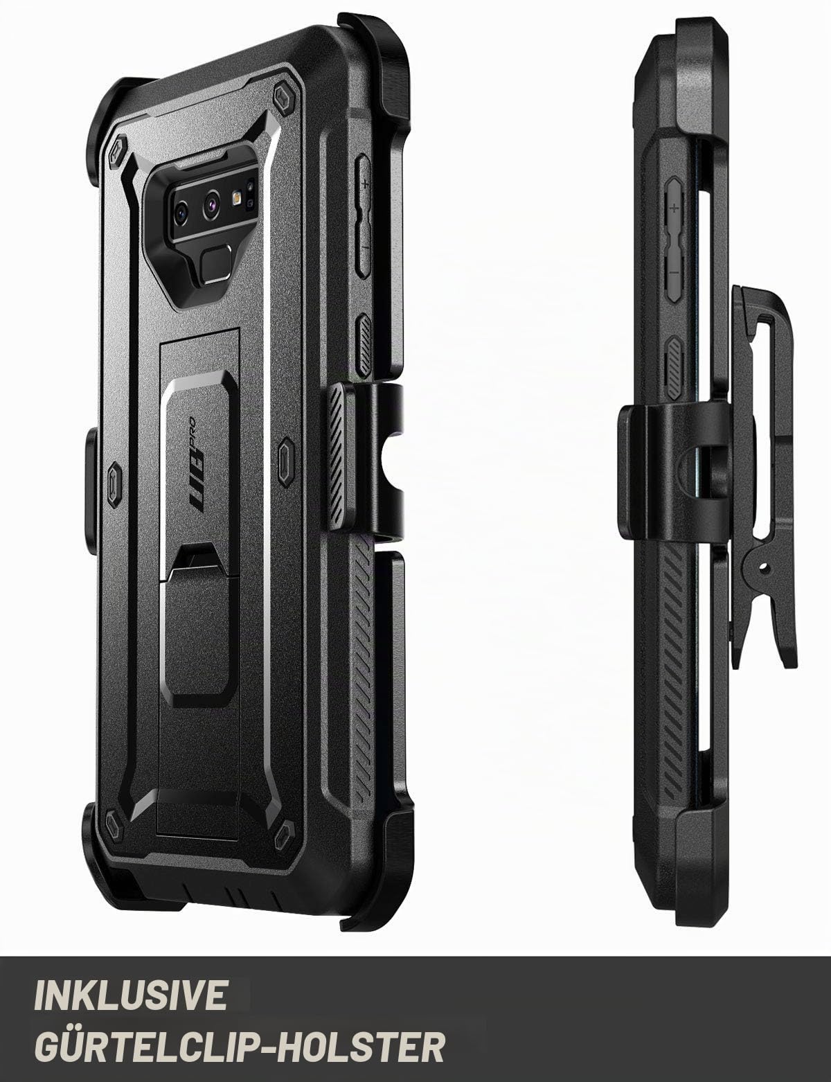 SUPCASE Samsung Galaxy Note 9 Hülle 360 Grad Handyhülle Outdoor Case Robust Schutzhülle Cover [Unicorn Beetle PRO] mit integriertem Displayschutz und Ständer (Schwarz), Black
