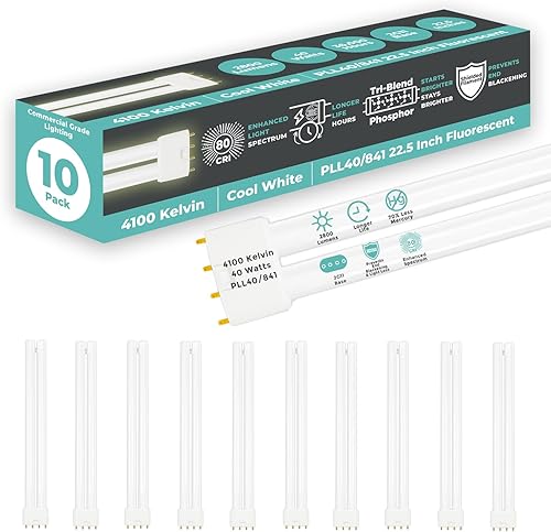 Miniatura 8 de GoodBulb PLL40/850 - Bombilla fluorescente compacta de 40 W, 22.5 pulgadas, doble tubo, base 2G11, 5000 K, luz diurna, 2800 lúmenes, 36000 horas