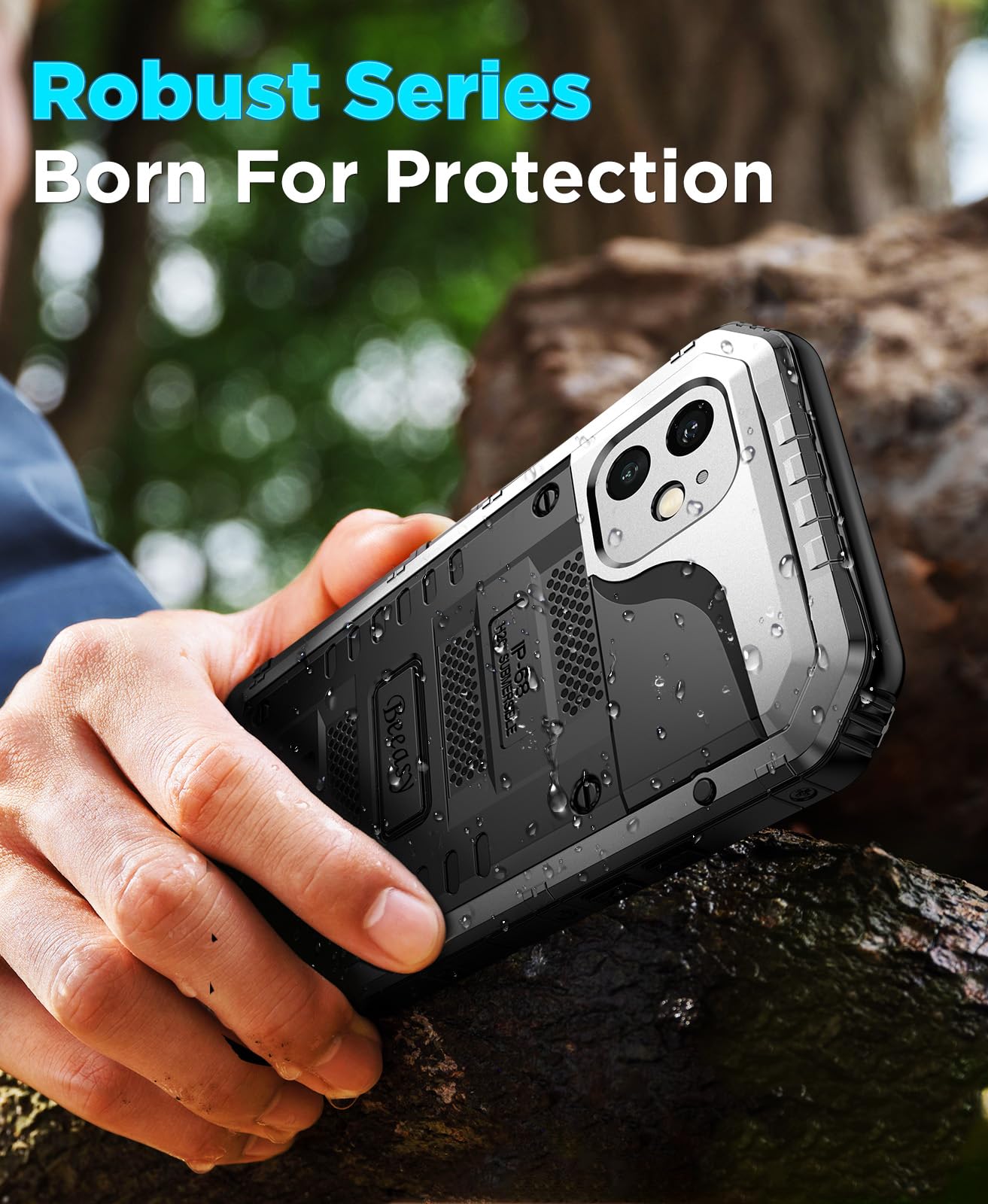 Beeasy Funda para iPhone 11 Impermeable Antigolpes Militar Metálica - IP68 Waterproof Agua Sumergible Acuatica, 360 Grado Completa Protectora, Irrompible Resistente Armor Carcasa, Plateado