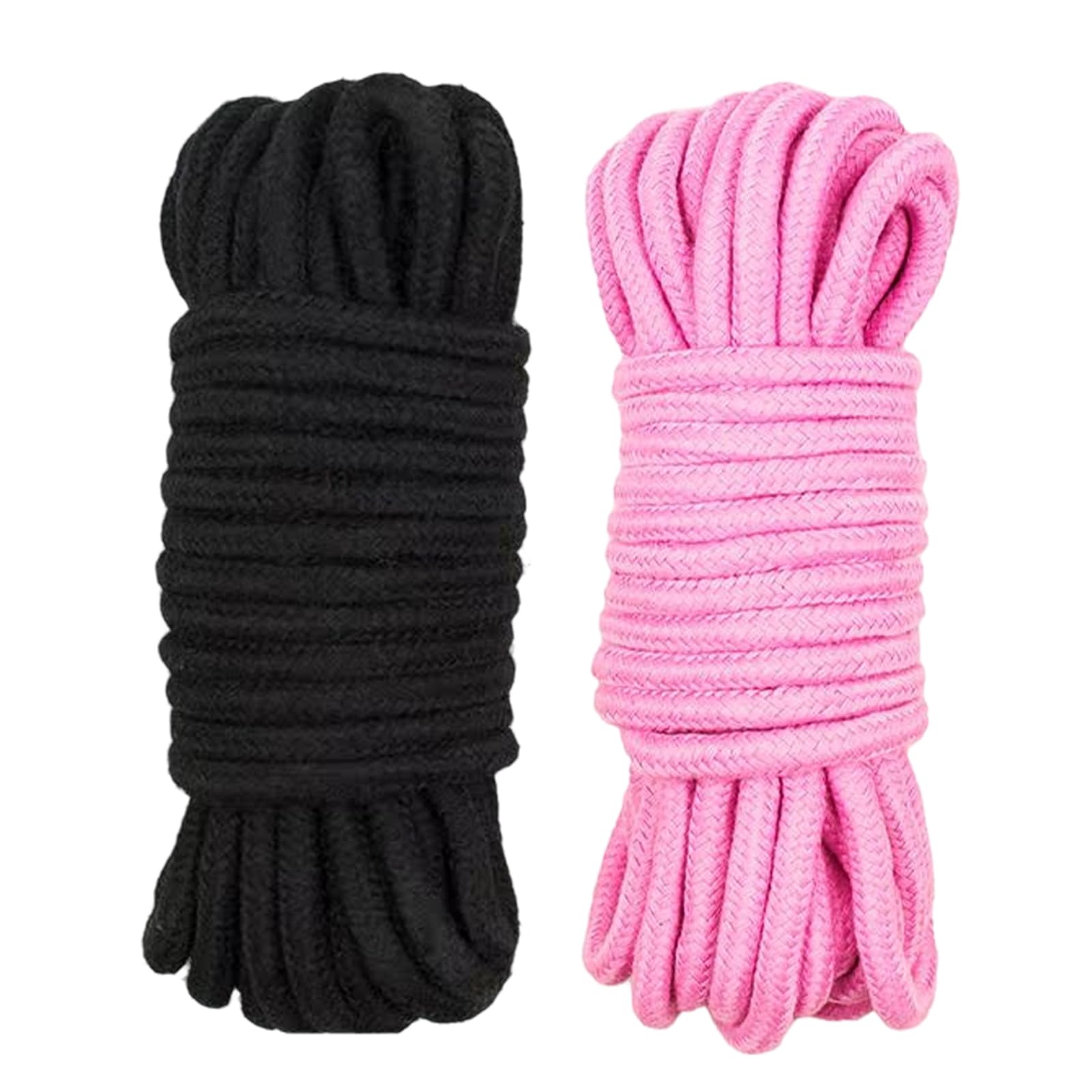 Peapin Pink Black 2 Pack Soft Cotton Rope, 10 M/33 Feet 8 Mm Thick Rope Cord, All Purpose Garden String For Diy Craft, Hanging, Bundling & Tying, Durable Twisted Cotton Ropes (Black + Pink)