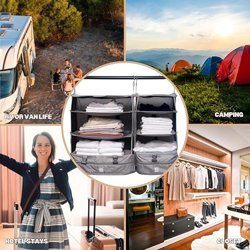 Miniatura 7 de Organizador de ahorro de espacio de viaje para maletas y equipajes un armario colgante portátil para facilitar el embalaje de la ropa y el sistema