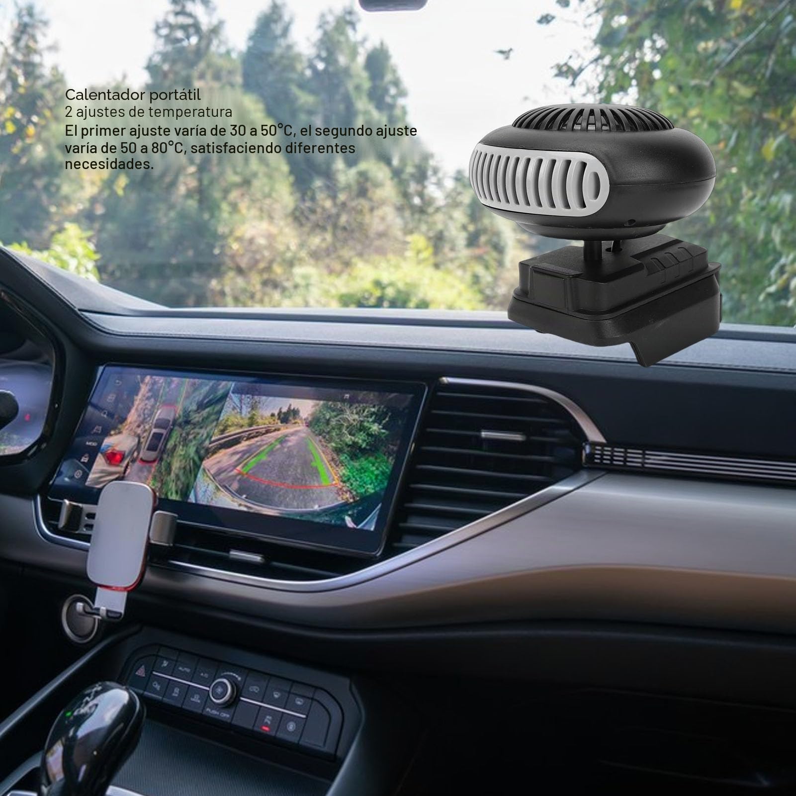 Fockety Calentador de Espacio Portátil con Batería, Descongelador de Ventana de Coche Recargable de 170 W con ángulo Ajustable, Calentador de Espacio Inalámbrico para Coches, Oficina