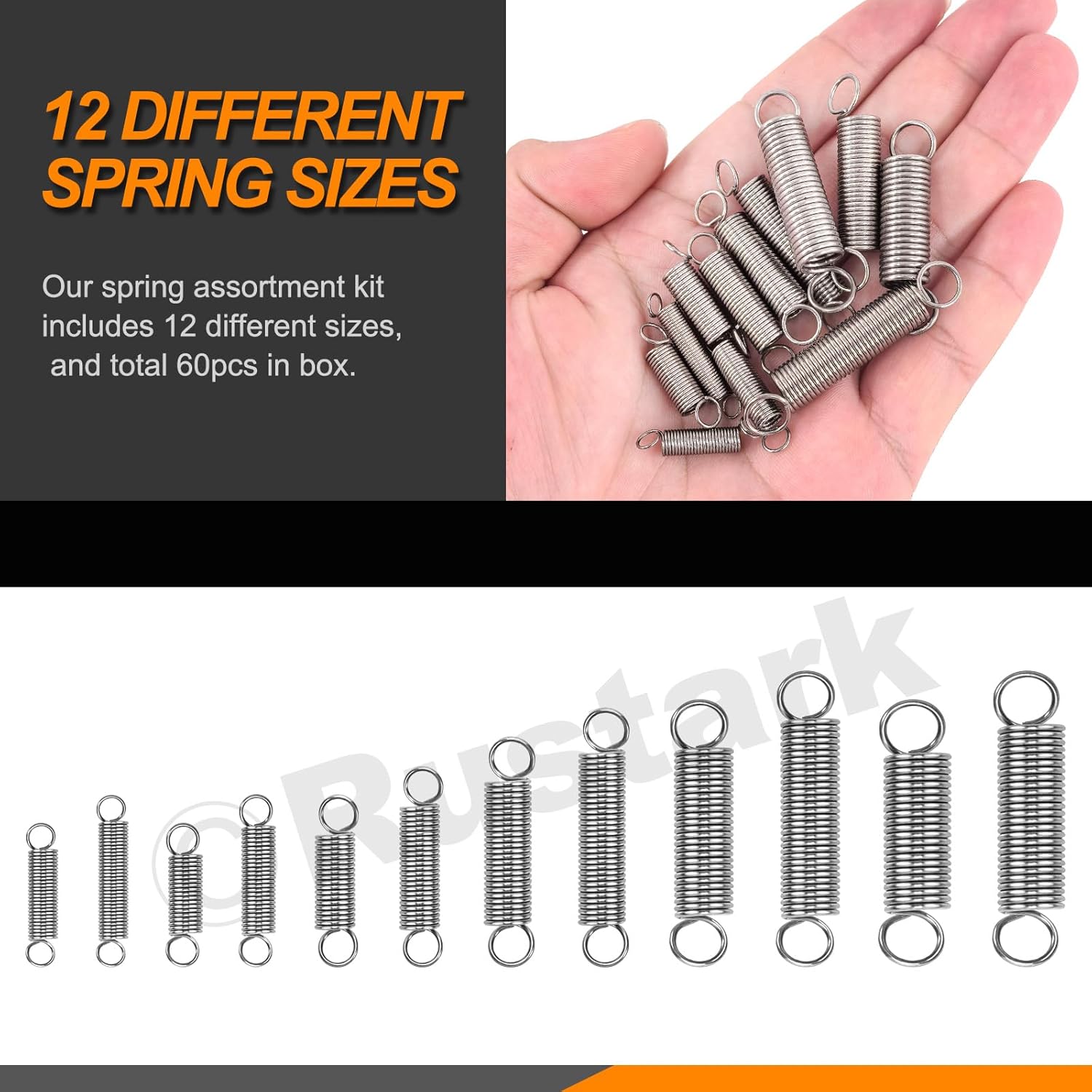 60Pcs 12 Sizes Stainless Steel Extension Spring Assortment Kit Extension and Compression Springs Mechanical Springs with Hook End Small Spring Tension Spring for Shop Home Repairs DIY