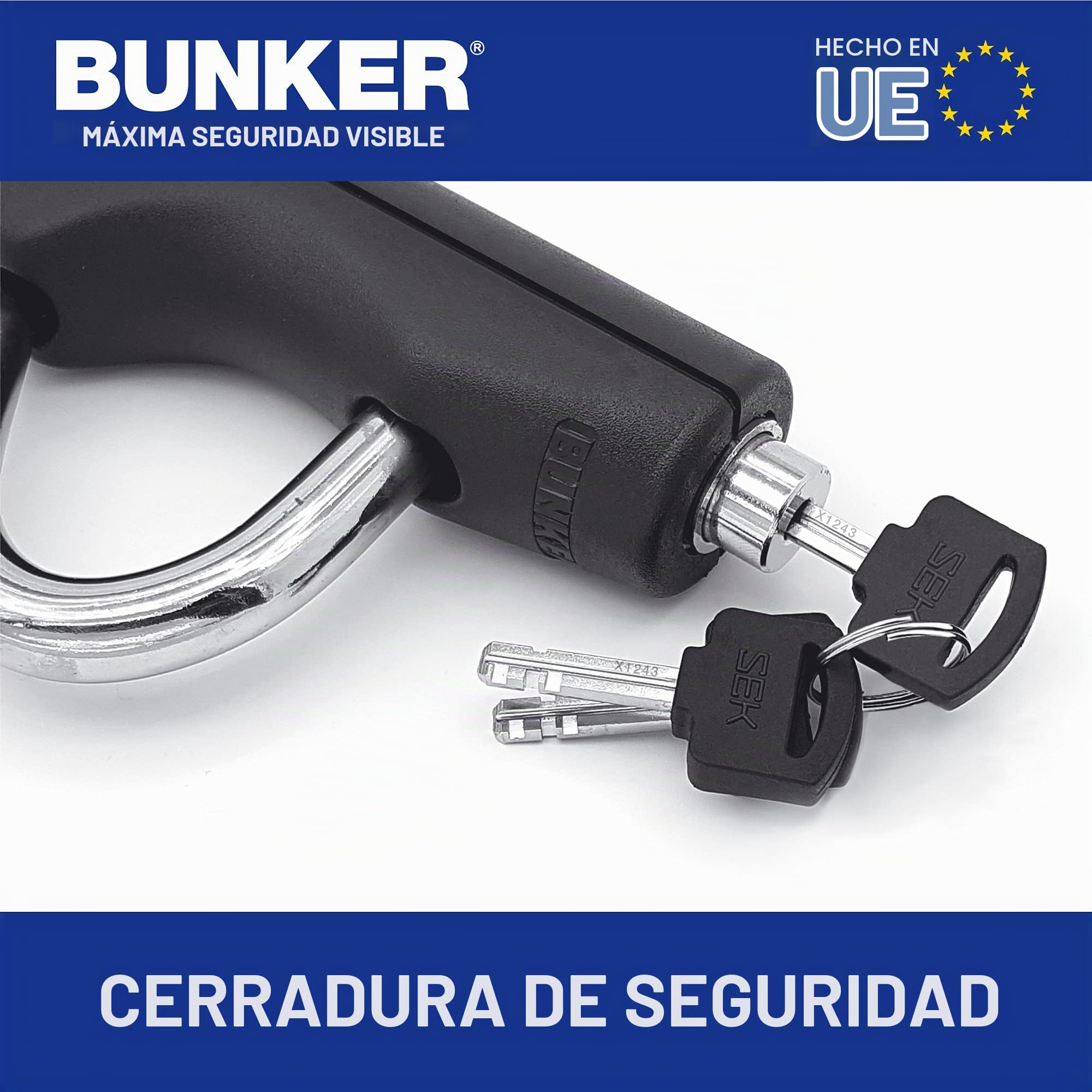 Bunker BB83/B Barra Antirrobo Coche Alta Gama Volante Pedal 80cm max, Fácil Ajuste Más Preciso, Bloqueo Inmovilizador Antirobo Freno Embrague para Auto, Furgoneta, Caravana Camper Camion