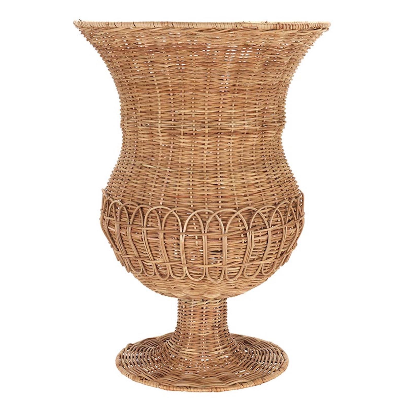 Santa Barbara Design Studio Basket Natural Rattan Pedestal Basket, 22" Tall x 15.5" Diameter