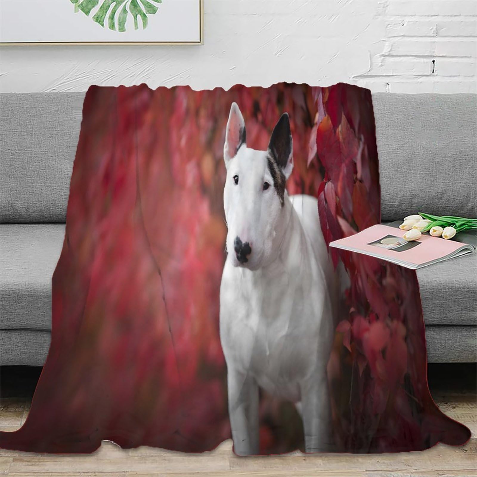 Couverture Bull Terrier de camping et voyage plaid compact 3D