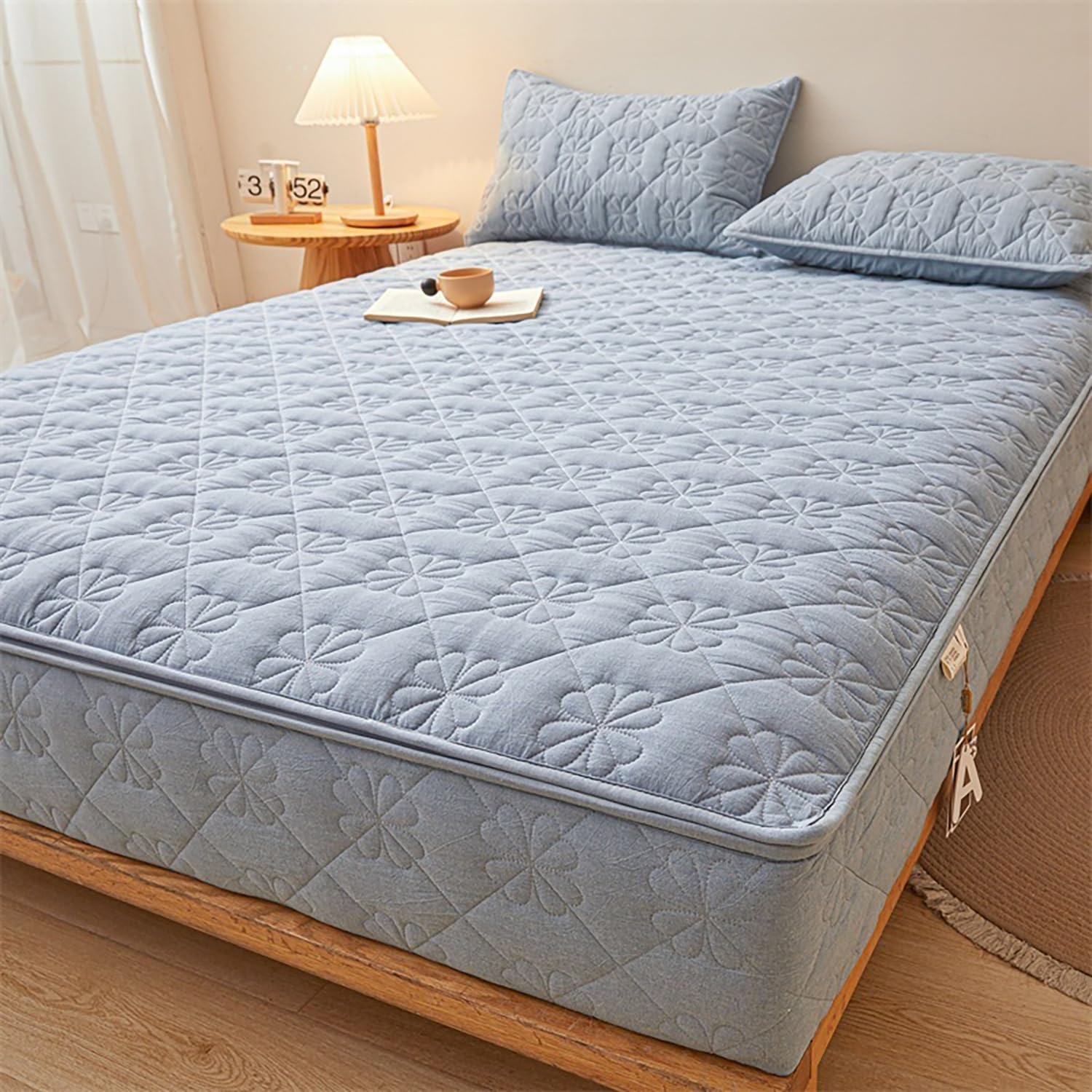 Matratzenbezug 140 x 200/180 x 200/120x200/160x200 aus Mikrofaser mit Reißverschluss, Matratzenschoner All inklusive(Blau,120x200x25cm)