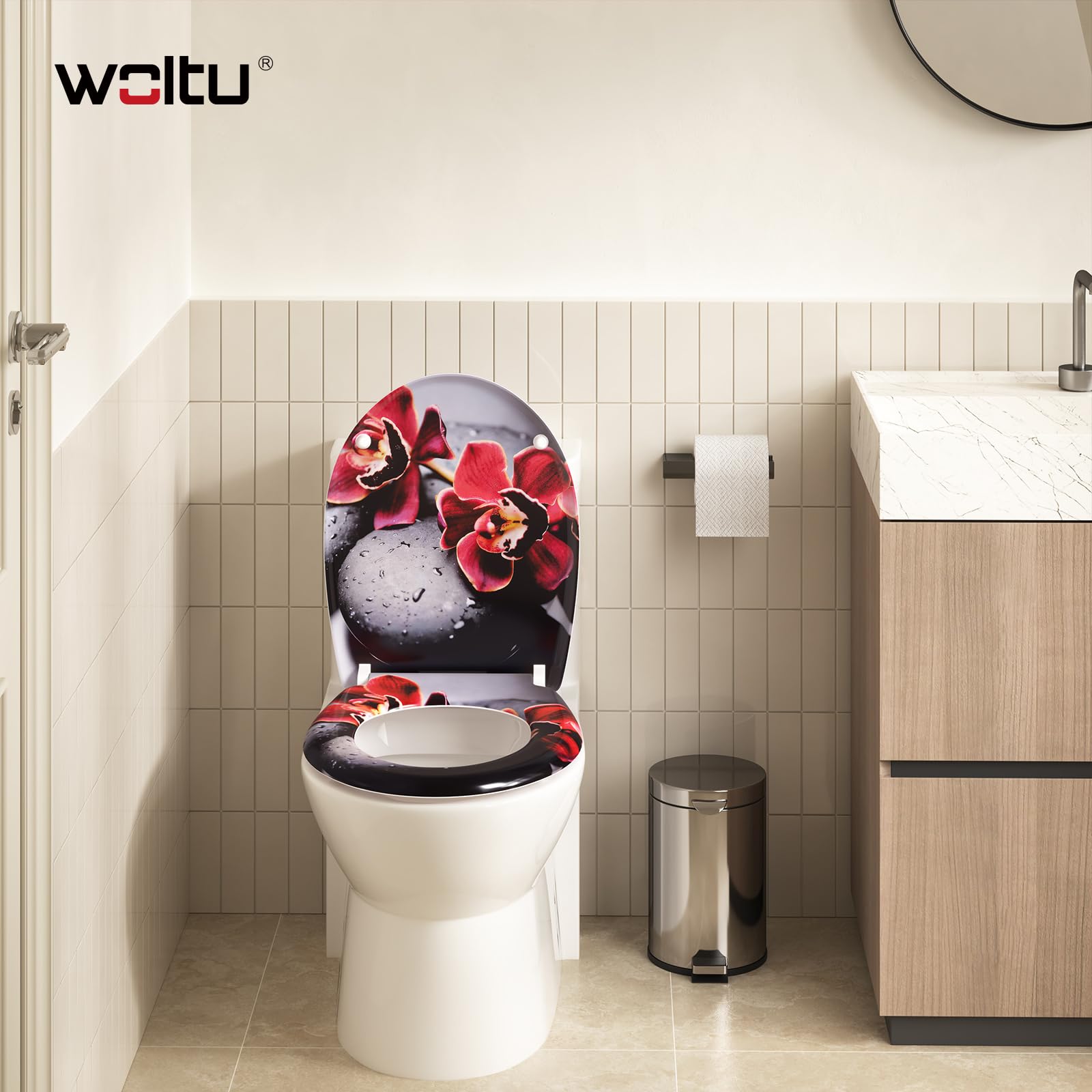 Sedile WC A Forma Di O YOTOREE – In Plastica Antibatterica, Chiusura Ammortizzata, Sgancio Rapido A Un Pulsante, Resistente Fino A 150 Kg, Universale