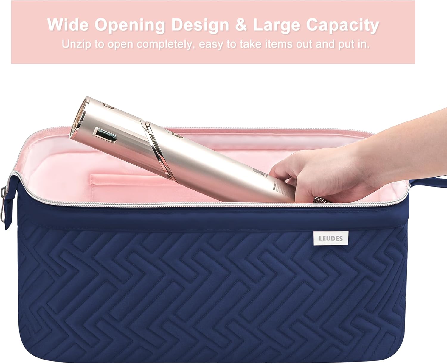 Leudes Hair Tools Travel Bag for Shark Flexstyle Carrying Case Portable Shark Hair Air Wrap Dryer Case Waterproof Dustproof Flat Curling Iron Travel Organizer (Blue) - Image 6