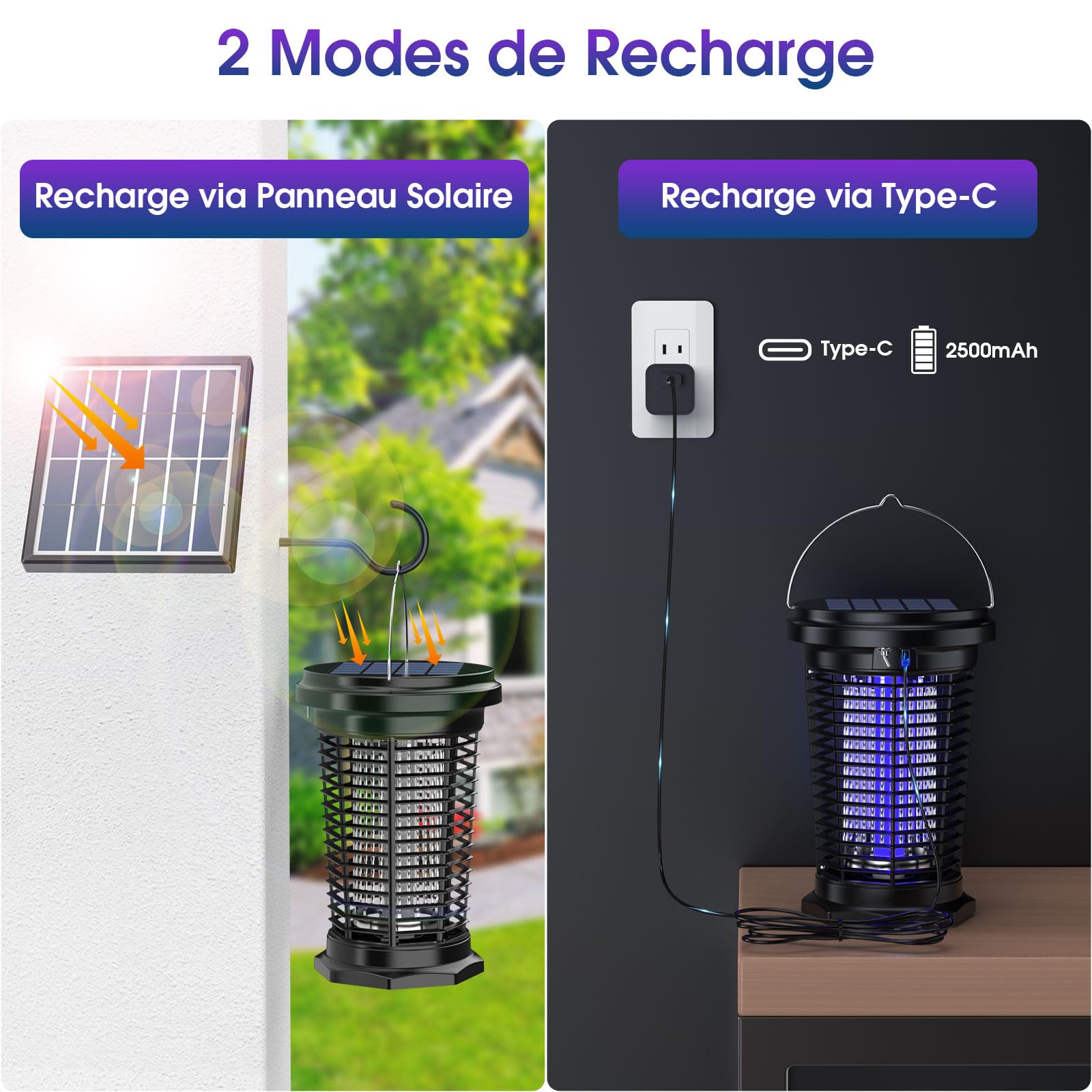 PALONE Lampe Anti Moustique Solaire 4500V