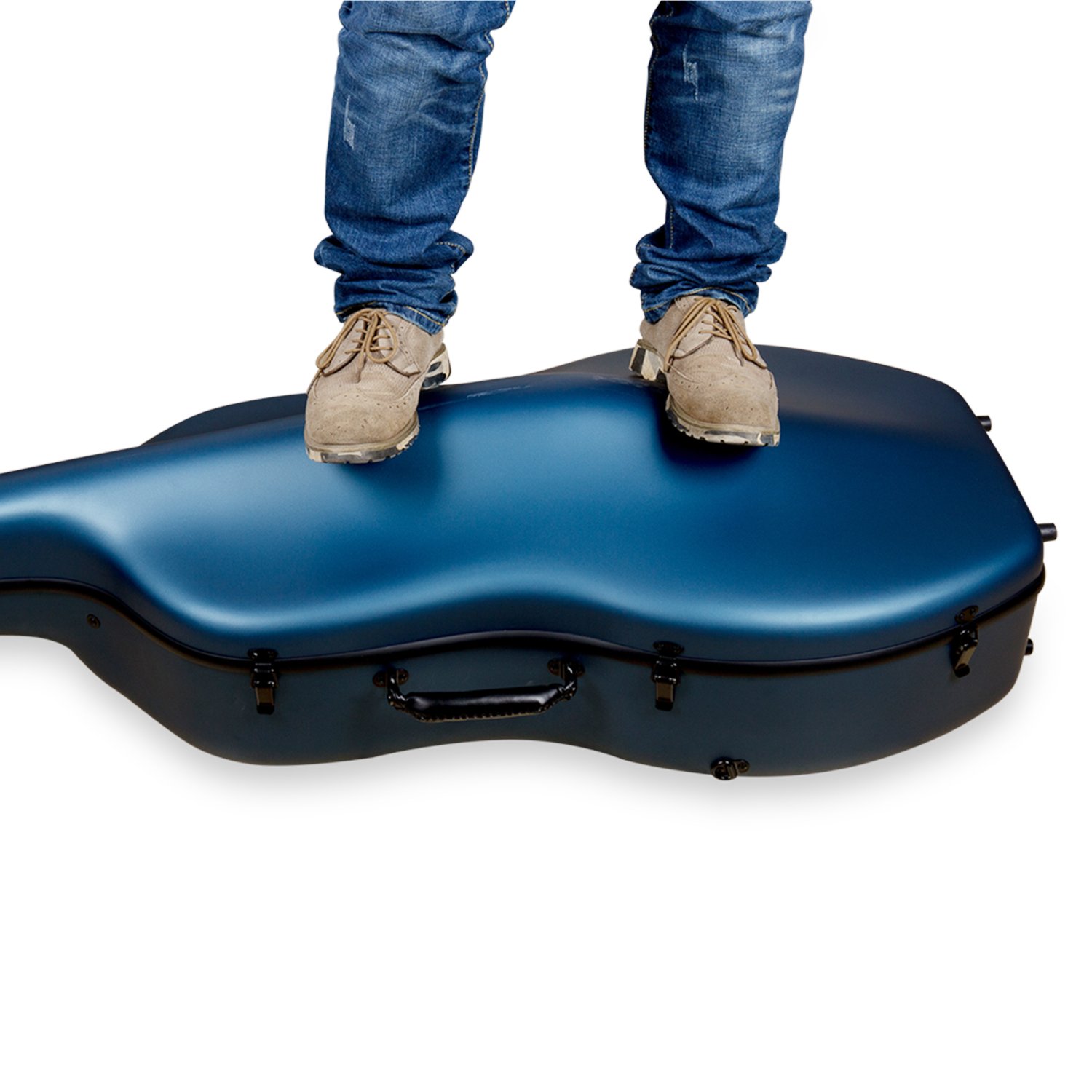 Crossrock Professional 4/4 Carbon Fiber Cello Case | 6lb Ultra-Light TSA-Approved Hardshell | Adjustable Magic Pads & Anti-Scratch Cover | Symphony Midnight Blue Finish