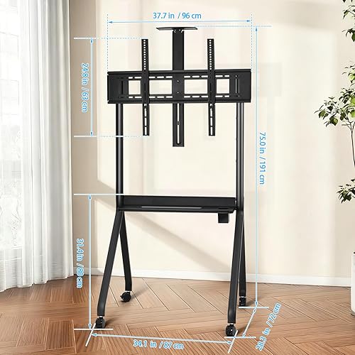 Miniatura 7 de DOITOOL Carrito móvil de TV para pantallas de 42 a 86 pulgadas, soporte de TV rodante de hasta 220 libras, independiente con ruedas para oficinas al