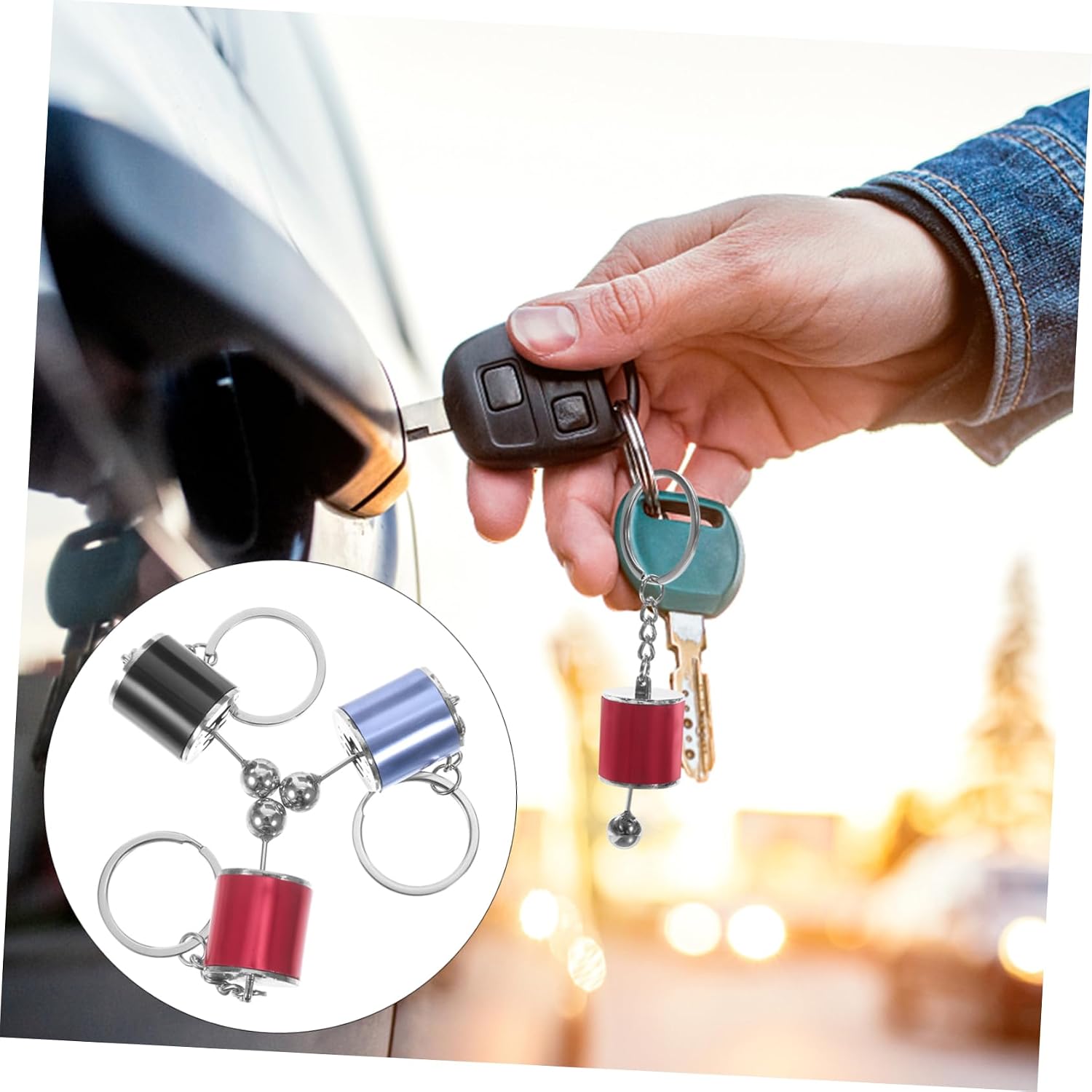 Gear Shifter Keychain Set, Car Key Chain 3pcs Zinc Alloy image 2