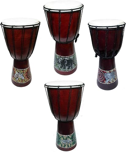 Miniatura 3 de Djembe - Tambor pintado a mano con lunares multicolor con patrones aleatorios únicos, bongo inspirado en africano, impresionante idea de regalo.
