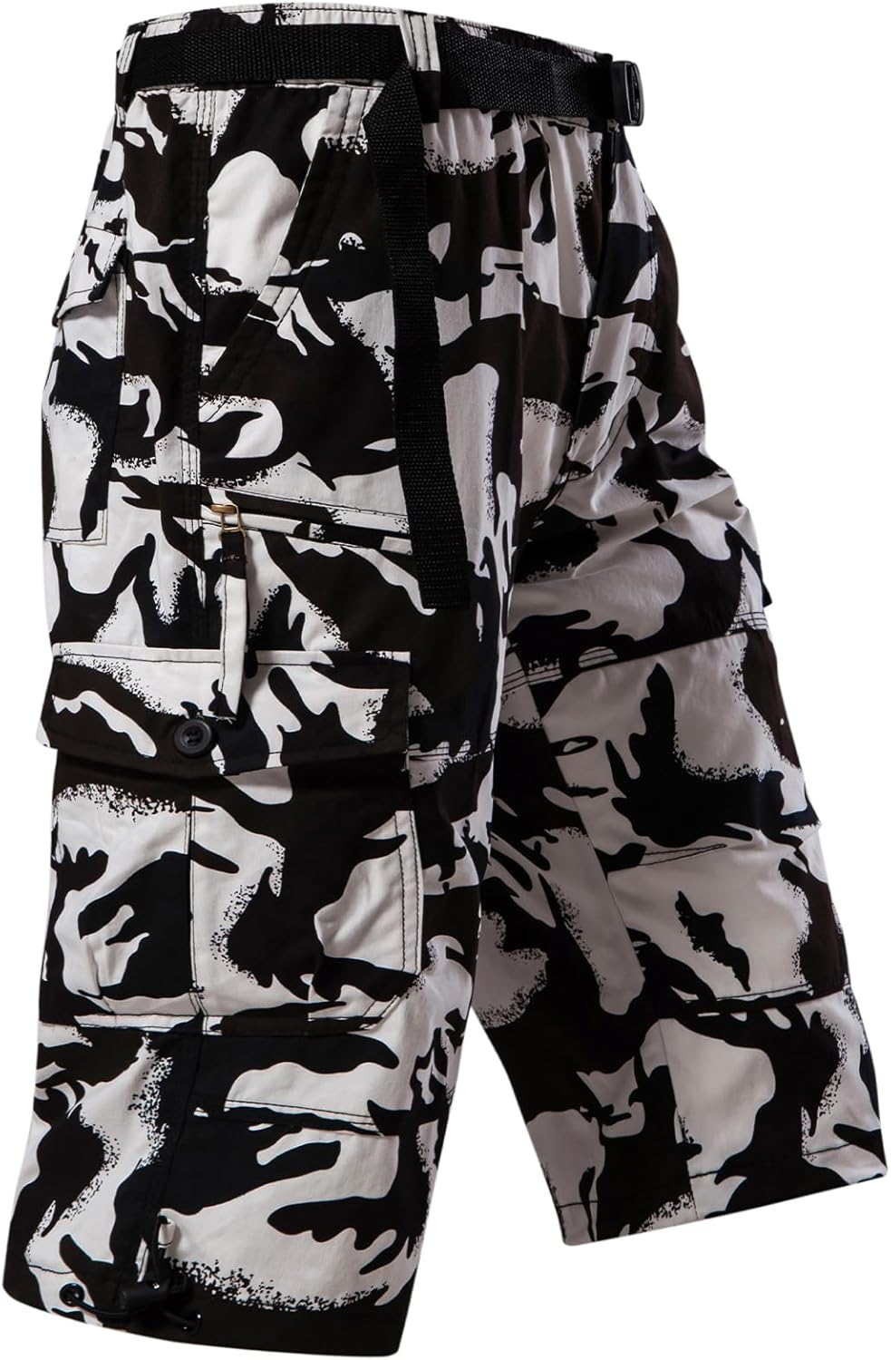 Mylldey Men's Cargo Shorts 3/4 Relaxed Fit Mens Running Shorts 7 Pockets Elastic Waist Cotton Hiking Shorts - Image 3