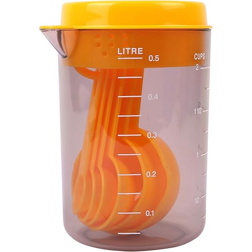 Classy Touch Measuring Spoon and Jar Set of 7 Pcs Yellow