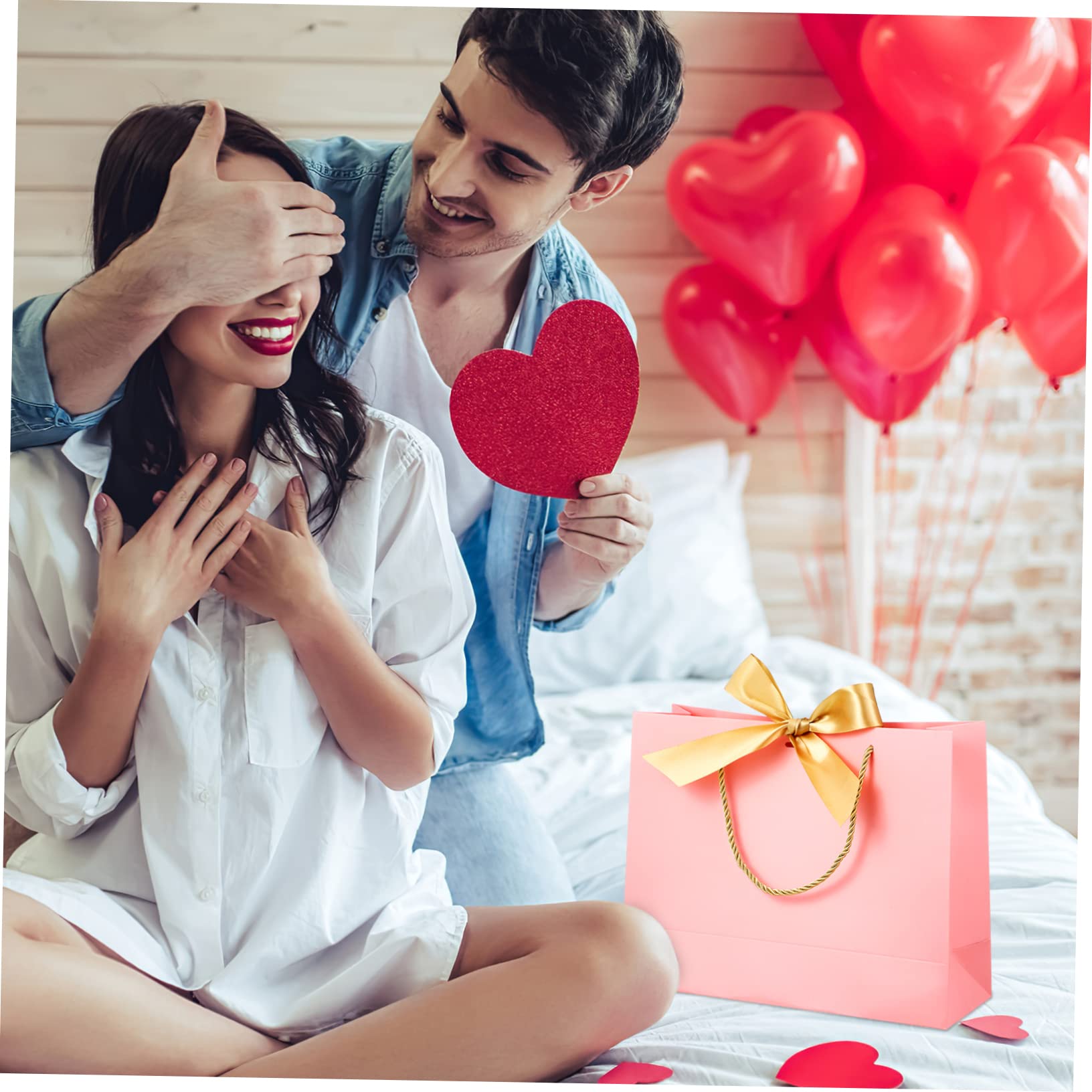 NIYANGLE 10stücke Papier Geschenktüten mit Henkeln und Schleifen für Hochzeiten Partys Geburtstage Feiertage und Feste Geschenkverpackungstüten