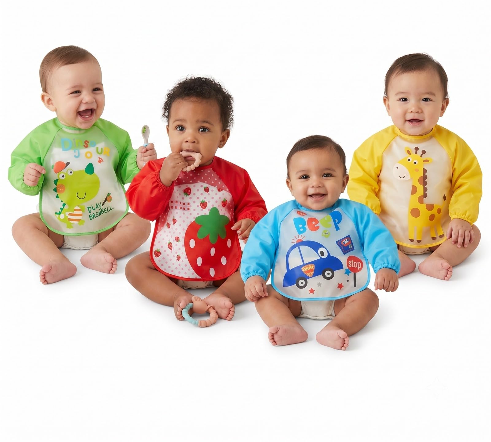 Hozzbun® Waterproof Quick Dry Leak Free Colorful Long Full Sleeve Toddler's Baby Bib Cum Apron Washable/Lightweight/Wipe able, Feeding, 1-5 Year, Bib Shirt (3)-image-26