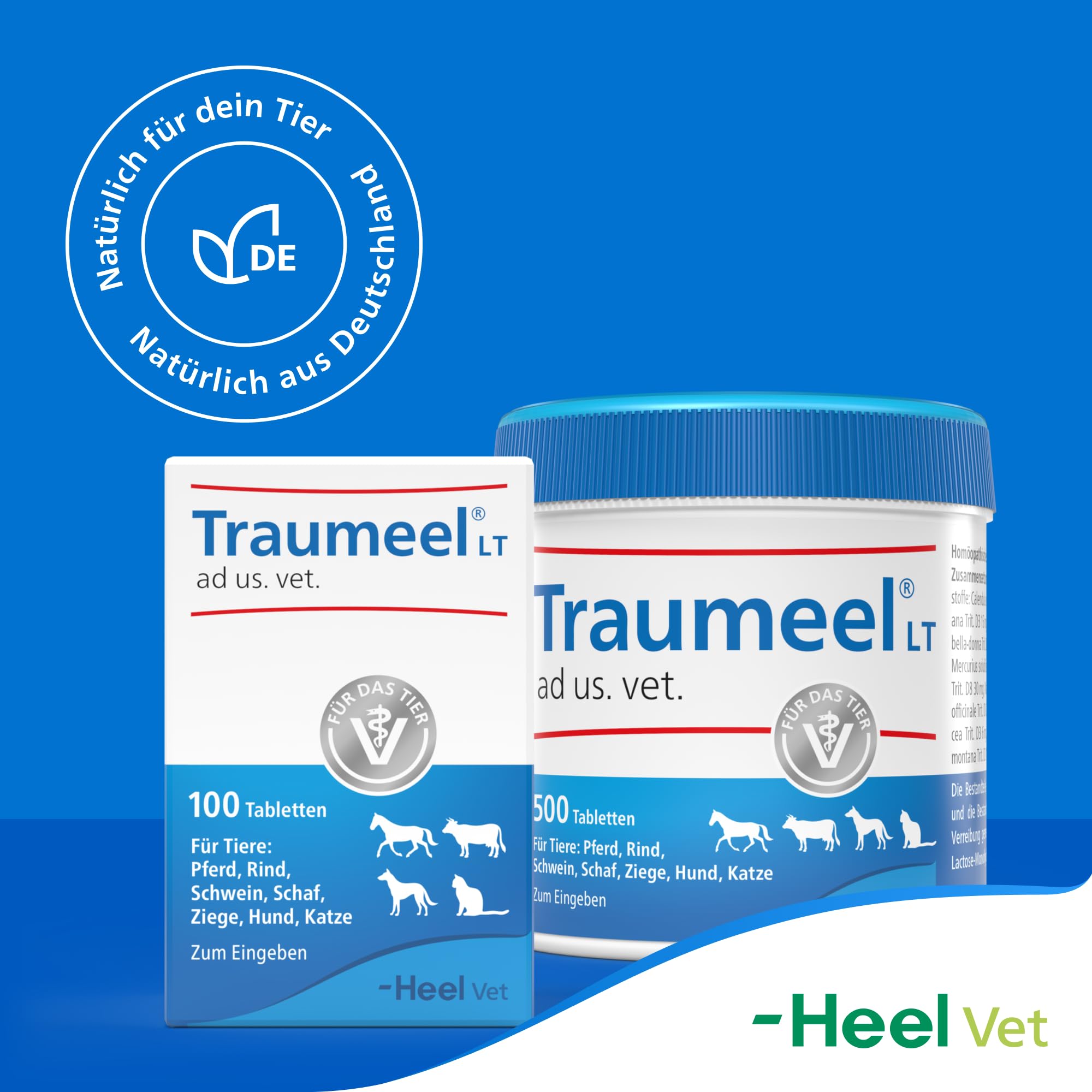 Traumeel LT ad us. vet. 2x100 Tabletten | Natürliches Tierarzneimittel für Hunde, Katzen, Pferde, Rinder, Schweine, Schafe und Ziegen | Made in Germany