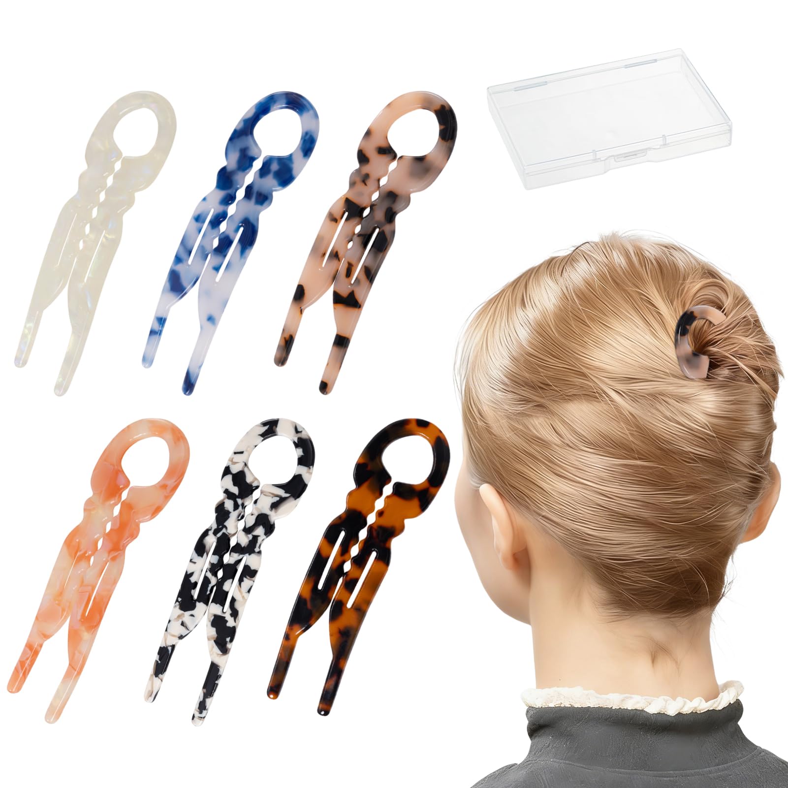 Sunolga Prestige French Hair Pins with Storage Case - Serrated Anti-Slip Design, Curved Shape for Better Head Fit, New Elegant Hair Accessories for