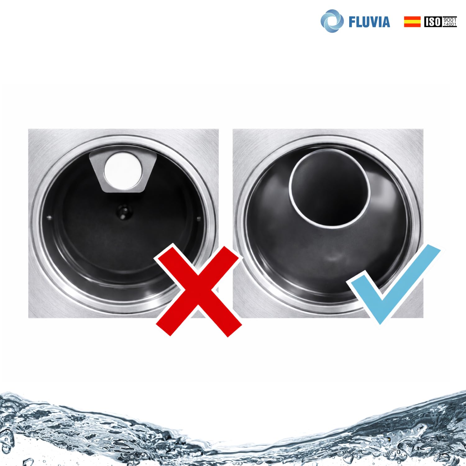 Tapa de Bote Sifónico para Baño – Acero Inoxidable con Junta de Goma – Evita Malos Olores y Fugas – Cierre Seguro para Desagüe y Ducha – Compatible con Sifón - Fluvia — view 5