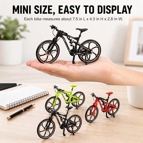 3-Pack Set for Desk Decoration,finger Bike, Mini Mountain Bike ornament