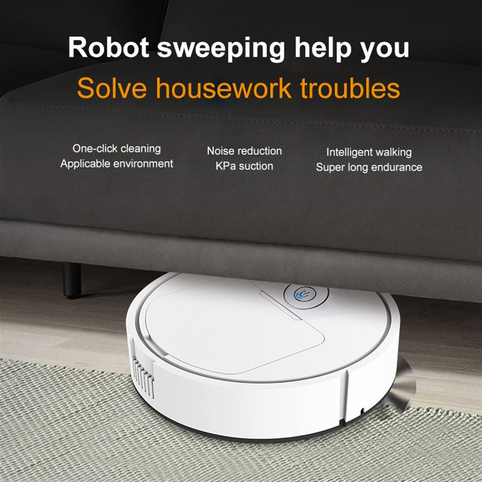 Robot aspirapolvere 3 in 1 Smart Sweeping Robot Home Sweeper e aspirapolvere senza fili Aspirapolvere per peli di animali domestici Robot da pavimento (bianco)