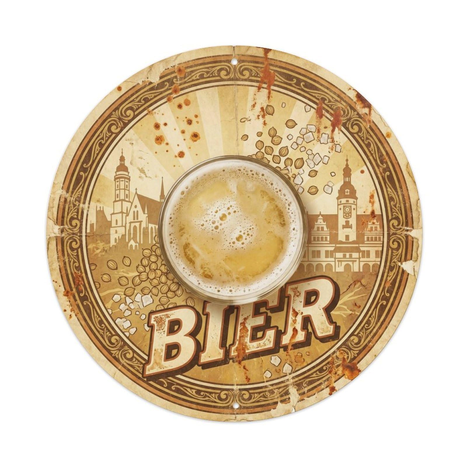 German Travel Beer Foam Mug Brewery Roadside Diner Metal Tin Sign