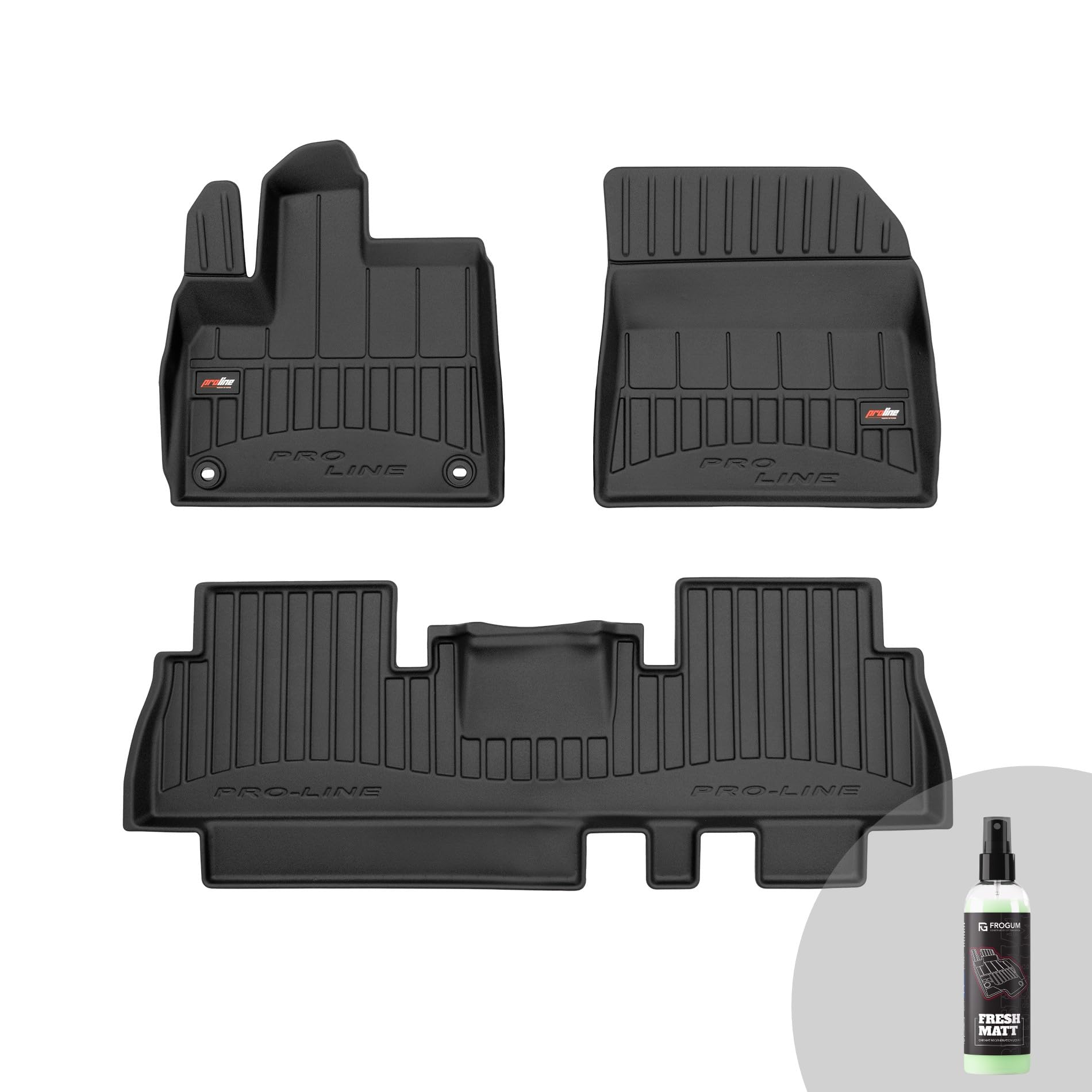 FROGUM ProLine 3D Ekskluzywne korytkowe dywaniki samochodowe gumowe premium do Citroën Berlingo III od 2018, do Opel Combo E od 2018, do Peugeot Rifter od 2018 | Najwyższe ranty