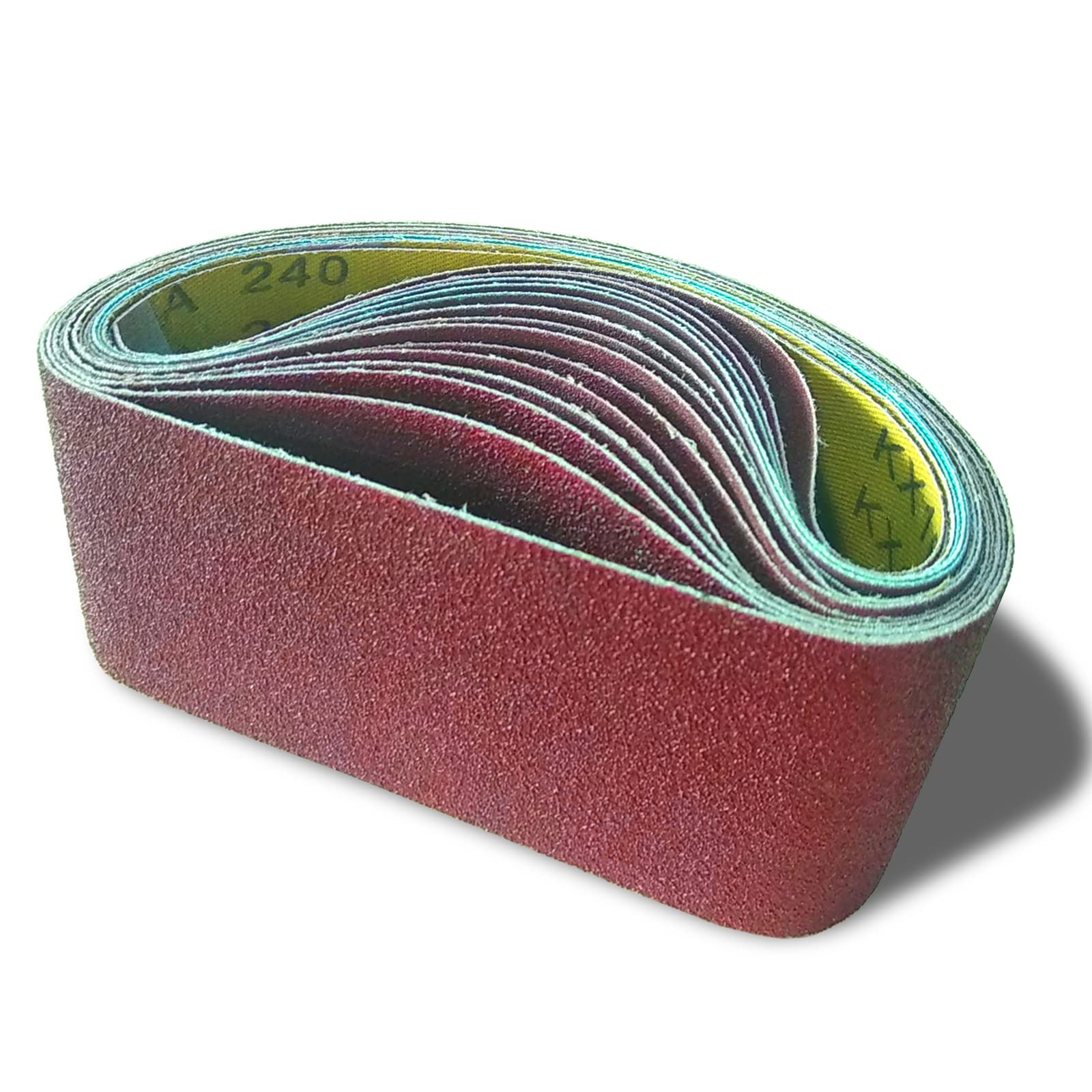 15Pcs Sanding Belts 75 x 533 mm(3 Each of 80/120/150/240/400 Grains) Abrasive Sanding Belts for Grinding Sharpening Polishing