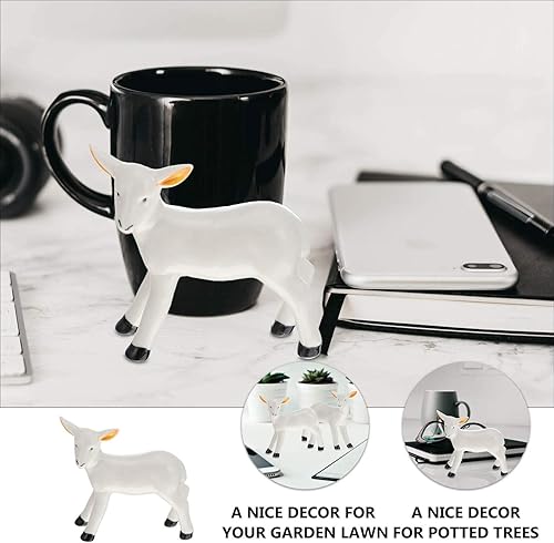Miniatura 8 de BESPORTBLE Figura de cabra de cerámica, 2 unidades, figuras de cordero de oveja de cerámica, decoraciones de animales de mesa, estatuas de animales