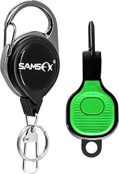 SAMSFX Fishing Nipper with Retractable Tether, Stainless Steel Blades that Cut Braid, Mono and Fluoro Lines, SNIP, Fishing Line Cutters Green