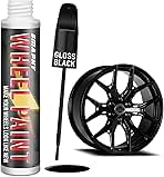 Gloss Black Rim Touch Up Paint, Rim Paint for Curb Rash, Wheel Scratch Repair Kit for Enamel, Alloy, Metal, Universal Black Automotive Touch Up Paint Pen (1 fl oz)
