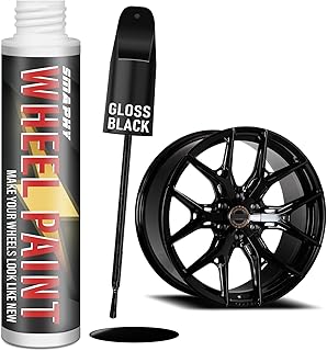 Gloss Black Rim Touch Up Paint, Rim Paint for Curb Rash, Wheel Scratch Repair Kit for Enamel, Alloy, Metal, Universal Black Automotive Touch Up Paint Pen (1 fl oz)