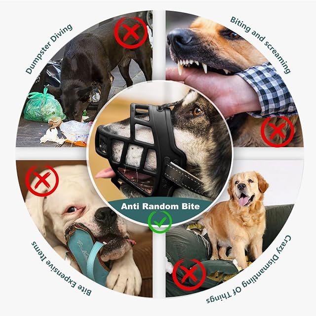 Foto 5 de 7 de PETCUTE Bozal para Perro Bozal Perro PequeñO Medianos Grandes Anti Ingestas Previene Mordidas para Que No…