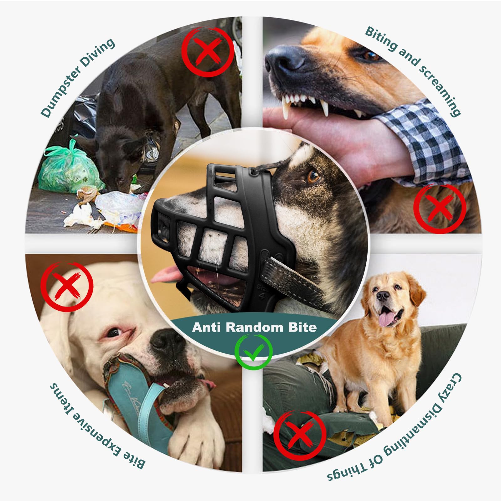 PETCUTE Bozal para Perro Bozal Perro PequeñO Medianos Grandes Anti Ingestas Previene Mordidas para Que No Coma Correa Tirones Ajustable