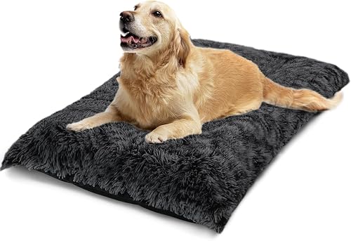 aeTHEric Dog Bed Extra Grey Dog Beds Sized Dog Anti Anxiety Dog Bed Soft Fuzzy Long Plush Calming Bed for Dogs Comfortable Velvet Improved Sleeping