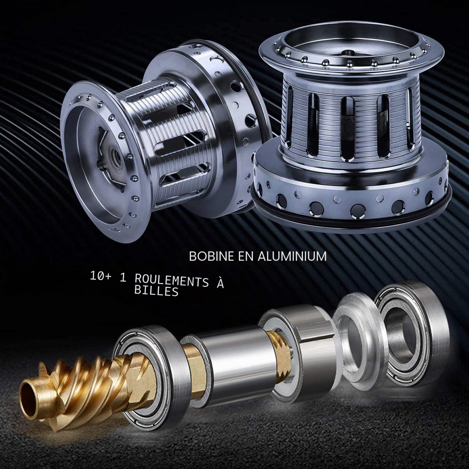 Sougayilang Moulinets de pêche en Acier Inoxydable 10 + 1 BB Ultra Lisses et puissants avec Bobine en Aluminium CNC pour Eau salée et Eau Douce