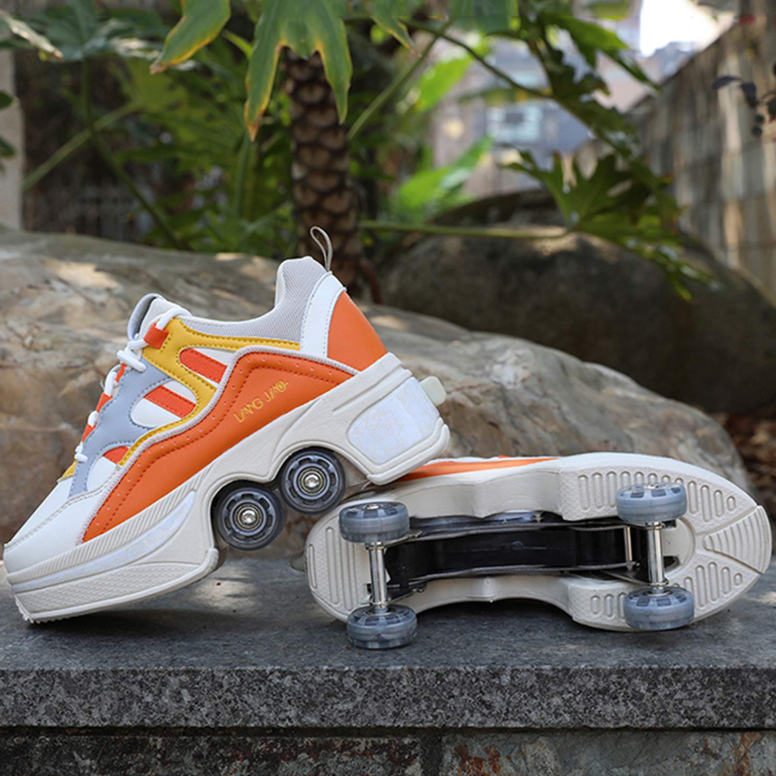 Rollschuhe Kinder,Unisexe Skates 2-in-1 Multifunktions 4-Rad Verstellbare Rollschuhe,Verstecktes Rad Für Laufsportschuhe Zum Spielen,Einstellbare Rollschuhe Für Skaten,Laufen