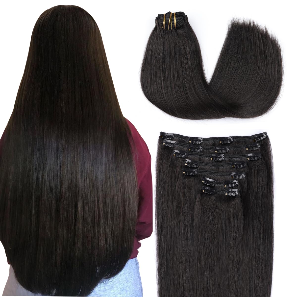 SURNEL Extensiones Clip Pelo Natural 100g 40cm 6 Piezas Rubio Platino Claro Extensiones De Clip De Humano Real Extensiones Pelo Remy Natural (C#60-40cm) — view 23