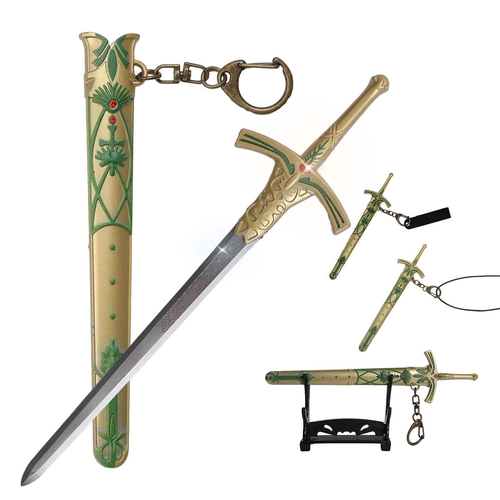 Mini Sword 6-Inch Stainless Steel Pocket Knife with Scabbard, Handmade Medieval-Inspired Replica Claymore, Compact Necklace & Stand, Ideal for Craft Use