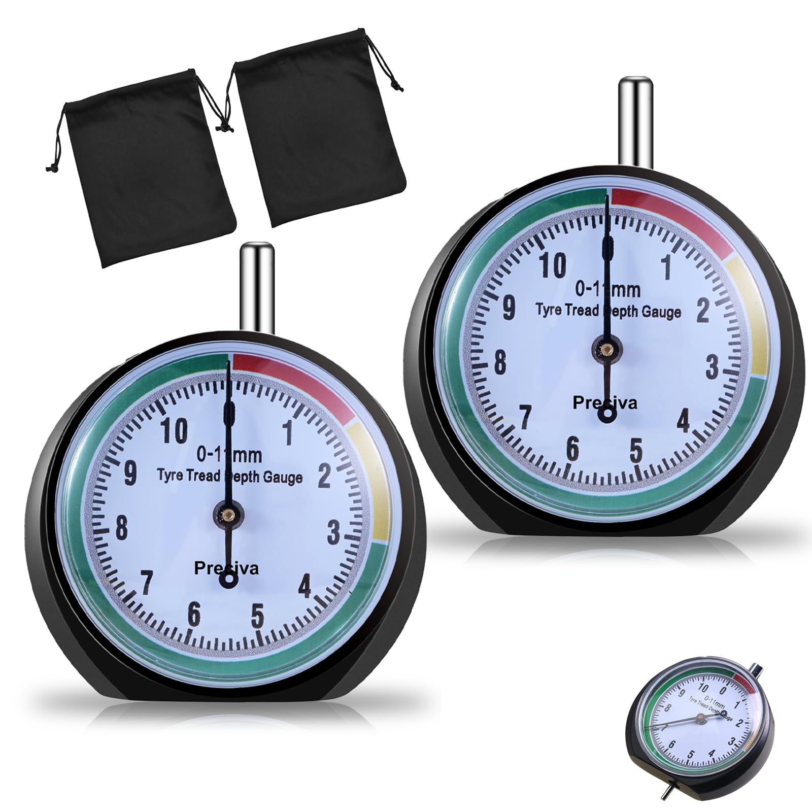 2 Stück Reifen Profilmesser, Profiltiefenmesser für Reifen, Farbcodierter Universal Reifenprofilmesser für Motorrad, LKW