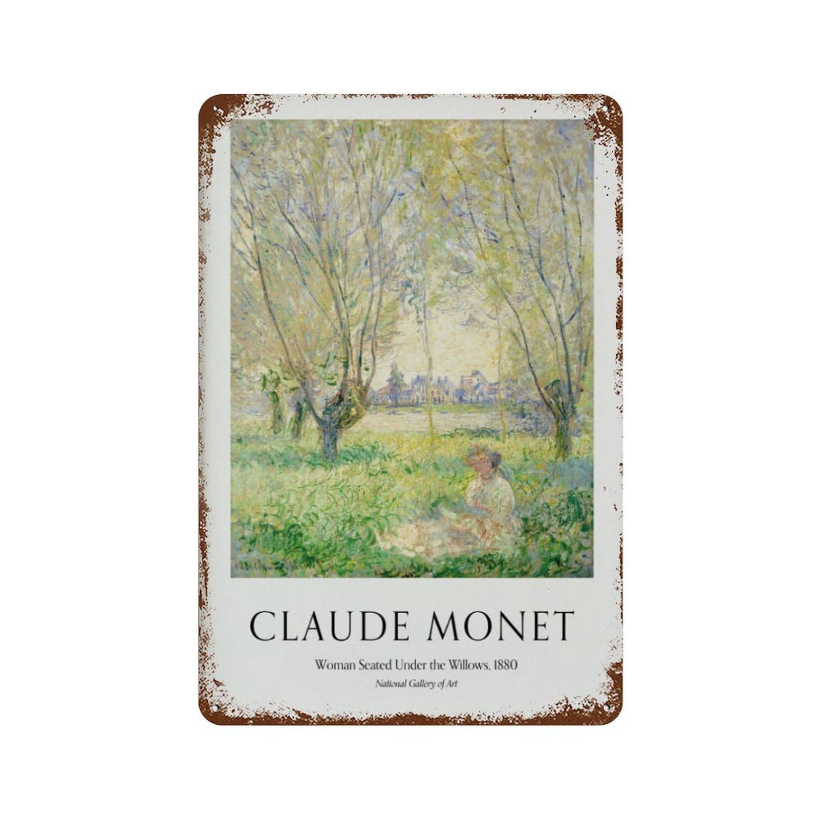 xiaoxiaoshen Monet Woman Under Willows, Impressionist Wall Decor Art Metal Tin Poster Modern Home Decor Art Home Bar Shop Decorations Vintage Sign 30x20cm