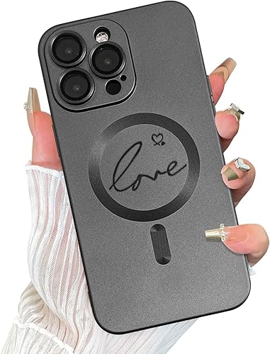 ZIYE Funda magnética para iPhone 14 Pro Max, funda de silicona con protector de lente de cámara para mujeres y hombres, compatible con MagSafe Cute