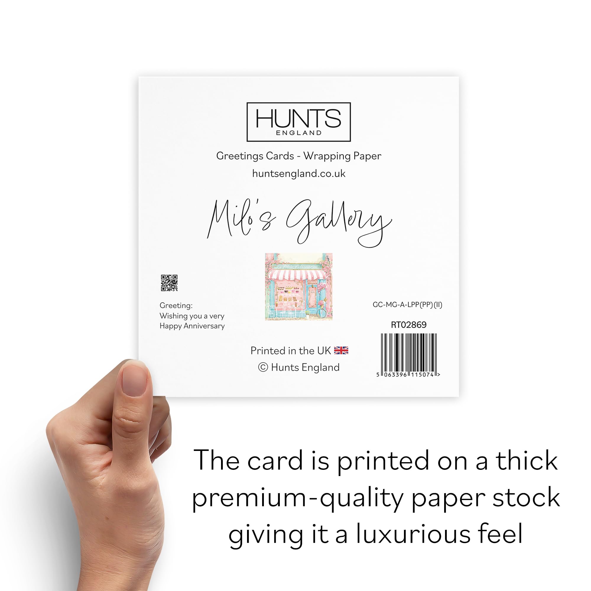 Hunts England, La Petite Patisserie Anniversary Card For Her, Charming Pink Bakery, Pretty French Cafe Female Floral Design - Image 3