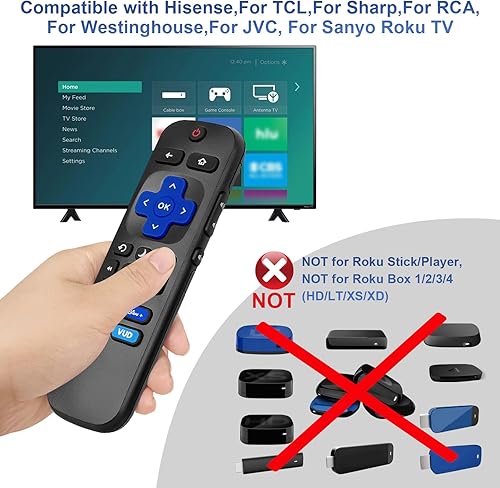Miniatura 2 de Control remoto universal de repuesto para Roku TV, compatible con Hisense Roku/TCL Roku/para Onn Roku/para Sharp Roku TV, control remoto con botones