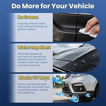 Plastic Restorer for Cars, Highly Concentrated Ceramic Coating Back to Black Auto Exterior and Interior Trim Scratch Remover on Plastic, Vinyl & Rubber, 300ml