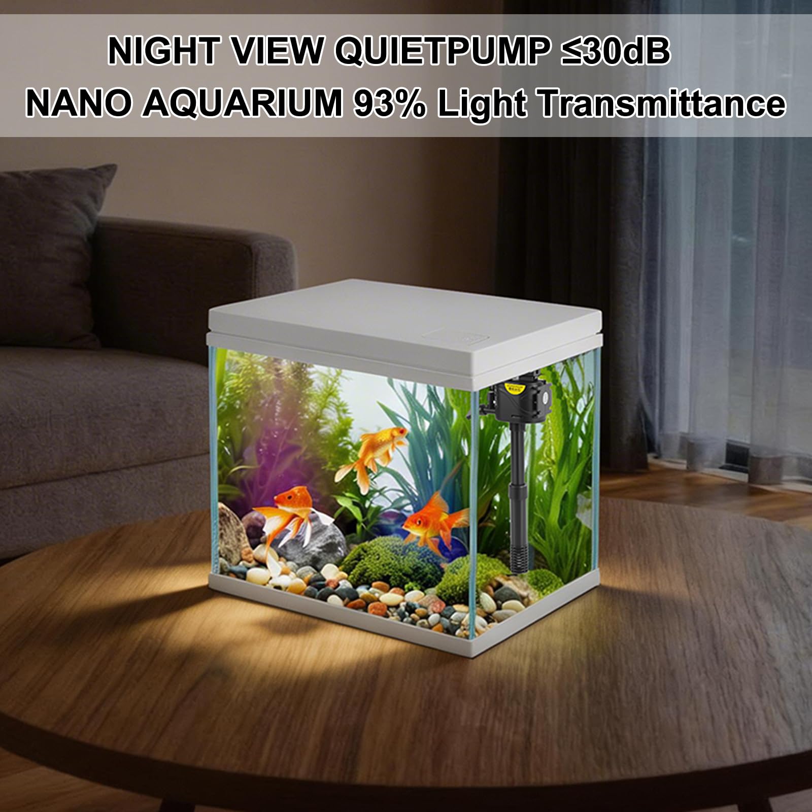 Tanque pequeño de cristal para acuario de 28 litros con filtro y luz, kit de pecera de vidrio cuadrado todo en uno con bomba para peces dorados, betta, camarones, blanco (XM-400)