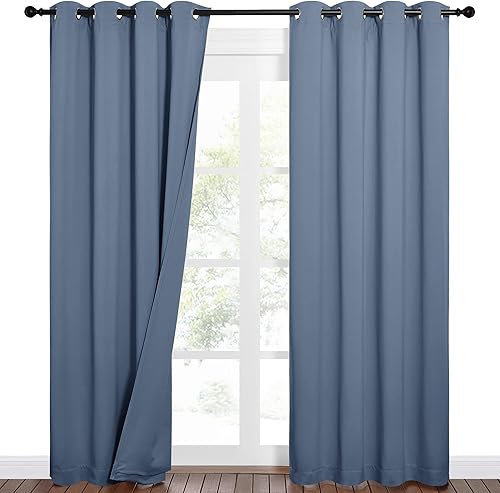 Miniatura 2 de NICETOWN Sound Barrier Cortinas divisoras 100% opacas de 84 pulgadas, cortinas de bloqueo de ruido, calor y frío con forro de tela de fieltro para