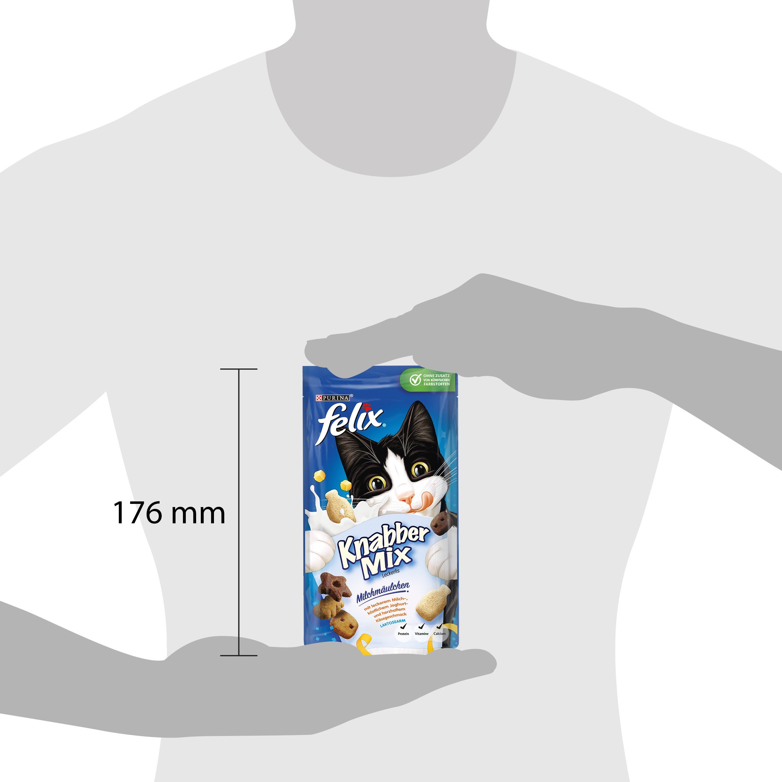 FELIX KnabberMix kuleczki mleczne, przekąska dla kotów, chrupiąca przysmak, uboga w laktozie, 8 sztuk (8 x 60 g) | przekąska dla kota, bez laktozy